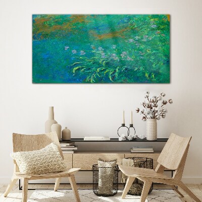 Foto auf glas Grüne Landschaft mit Blumen