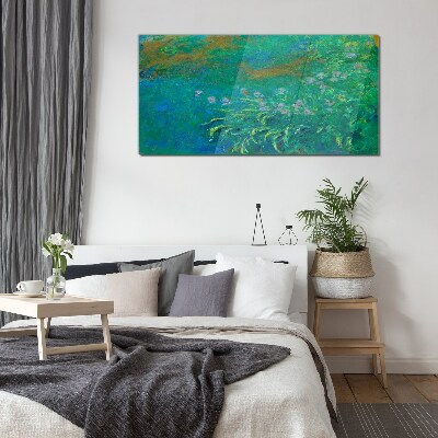 Foto auf glas Grüne Landschaft mit Blumen