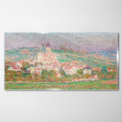Glas bild Vetheuil Sonnenuntergang Monet