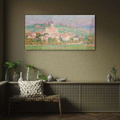 Glas bild Vetheuil Sonnenuntergang Monet