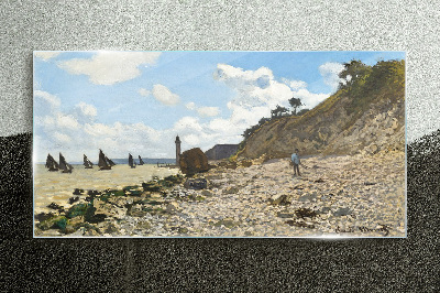 Glasbild Boote am Strand von Monet