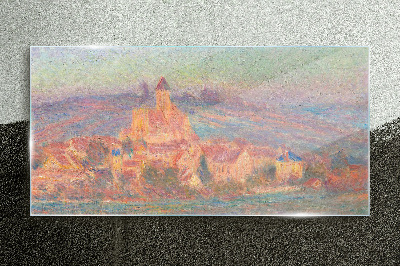 Glasbild Neblige Landschaft mit einer Burg
