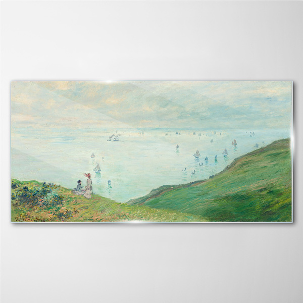 Glasbild Klippen bei Pourville Monet