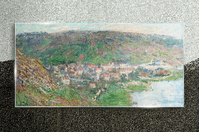 Glasbild Blick von Vetheuil Monet