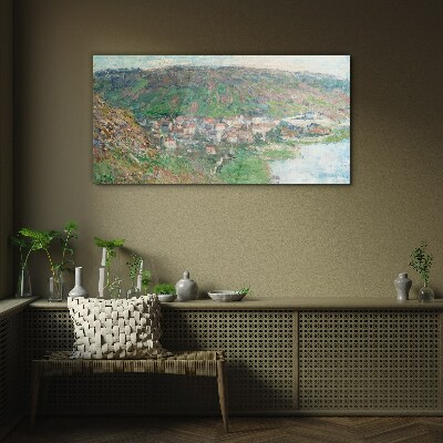 Glasbild Blick von Vetheuil Monet
