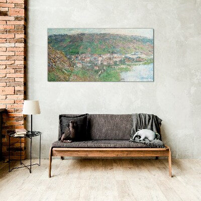 Glasbild Blick von Vetheuil Monet