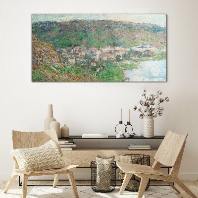 Glasbild Blick von Vetheuil Monet