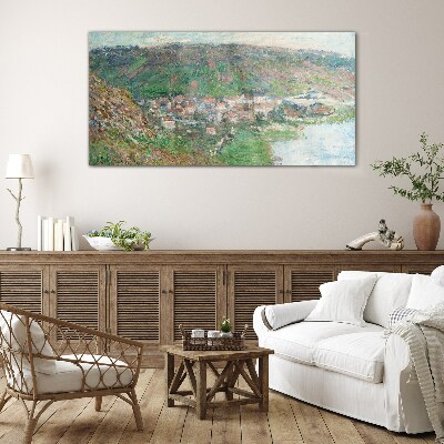 Glasbild Blick von Vetheuil Monet