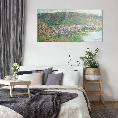 Glasbild Frühlingslandschaft am Fluss