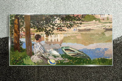 Glasbild Ein ruhiges Flussufer