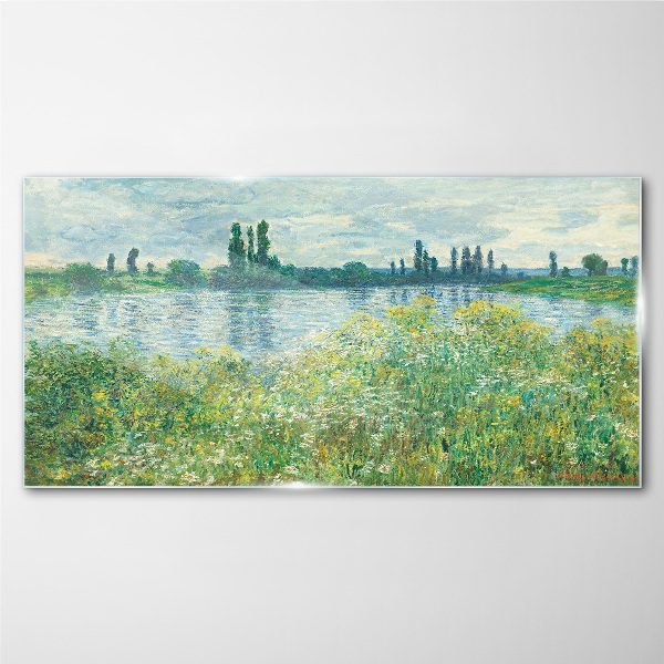Bild auf glas Blick auf den Fluss im Grünen