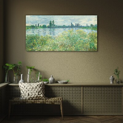 Bild auf glas Blick auf den Fluss im Grünen
