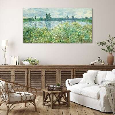 Bild auf glas Blick auf den Fluss im Grünen