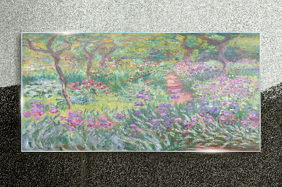 Glasbild Blumengarten in der Frühlingssonne