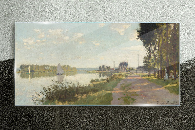 Foto glasbild Eine friedliche Landschaft am Fluss