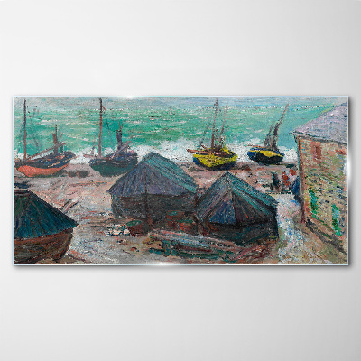 Glasbild Boote am Strand von Monet