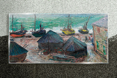 Glasbild Boote am Strand von Monet