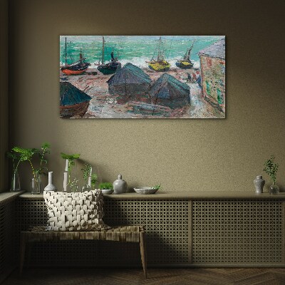 Glasbild Boote am Strand von Monet