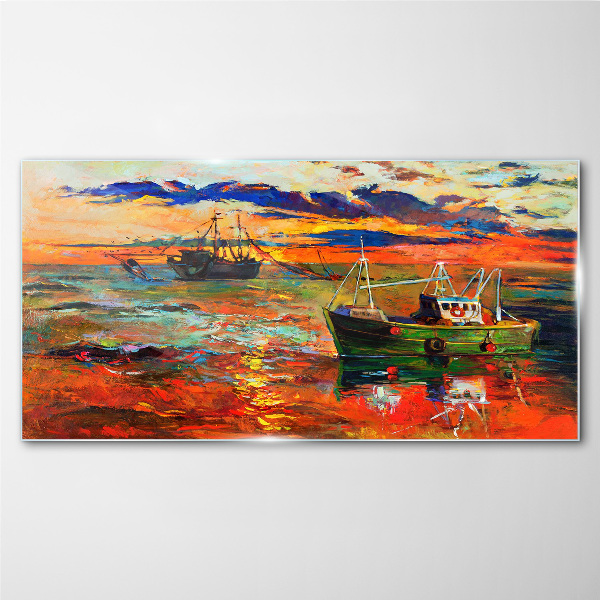 Glasbild Sonnenuntergang über dem Meer