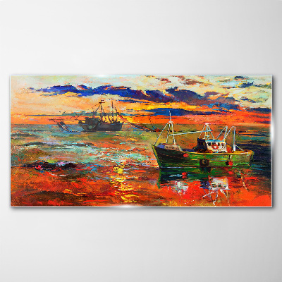 Glasbild Sonnenuntergang über dem Meer
