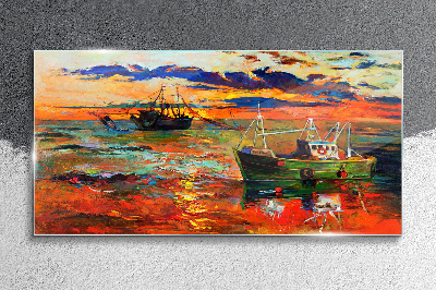 Glasbild Sonnenuntergang über dem Meer