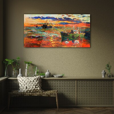 Glasbild Sonnenuntergang über dem Meer