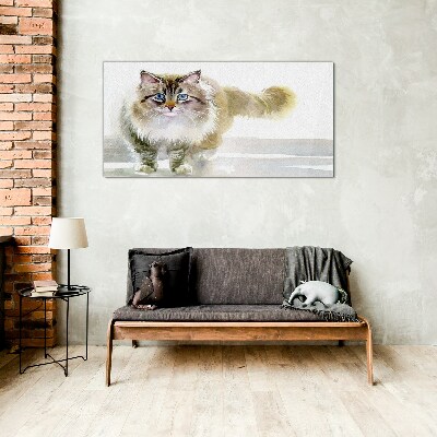 Foto auf glas Katze in Pastelltönen