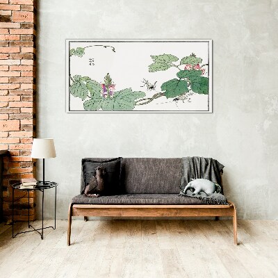 Bild auf glas Blumen und Insekten im Einklang