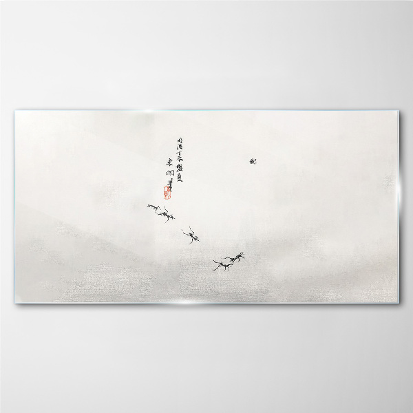 Glasbild Friedliche Natur mit Kalligraphie