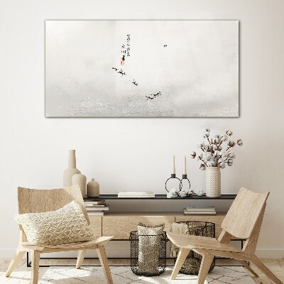 Glasbild Friedliche Natur mit Kalligraphie