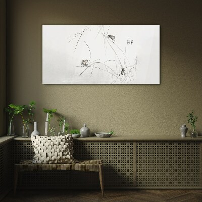 Glas bild Schmetterlinge auf dem Grashintergrund