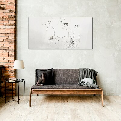 Glas bild Schmetterlinge auf dem Grashintergrund