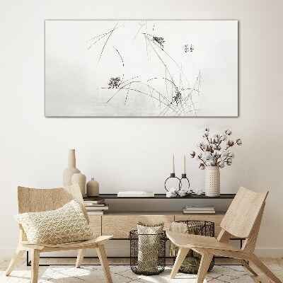 Glas bild Schmetterlinge auf dem Grashintergrund
