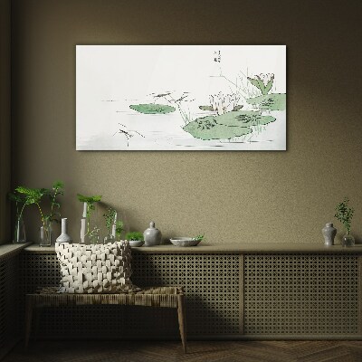 Glasbild Seerosen auf dem Teich
