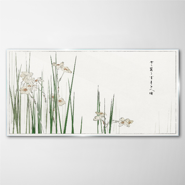 Glasbild Blumen im Gras