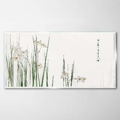 Glasbild Blumen im Gras