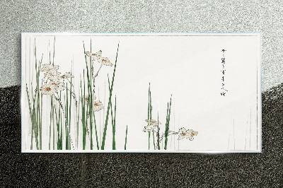 Glasbild Blumen im Gras