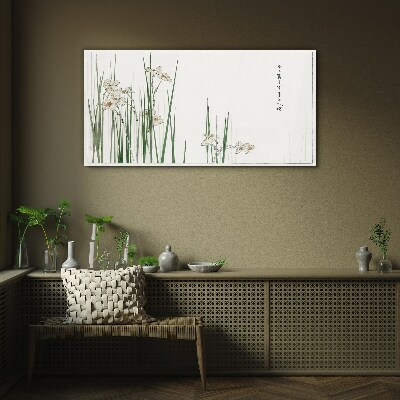 Glasbild Blumen im Gras