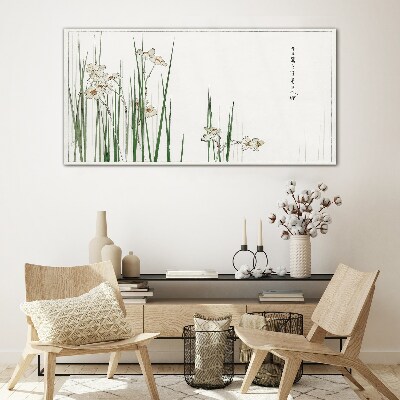 Glasbild Blumen im Gras