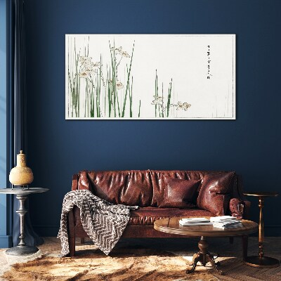 Glasbild Blumen im Gras