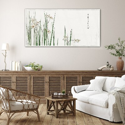 Glasbild Blumen im Gras