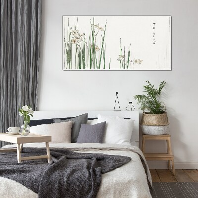 Glasbild Blumen im Gras