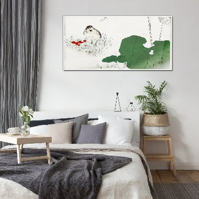 Glas bild Ein geflügelter Gast im Grünen