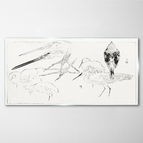 Glasbild Tier-Vogel-Zeichnung