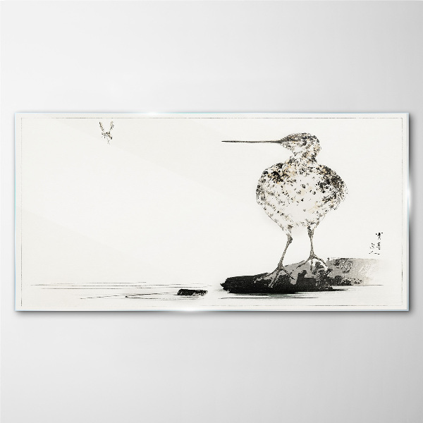Glasbild Vogel auf minimalistischem Hintergrund
