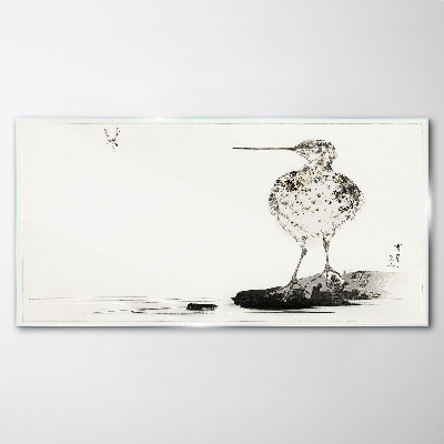 Glasbild Vogel auf minimalistischem Hintergrund