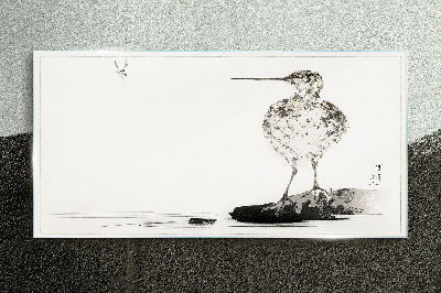 Glasbild Vogel auf minimalistischem Hintergrund
