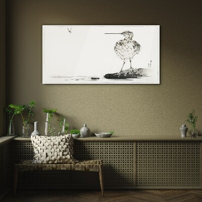 Glasbild Vogel auf minimalistischem Hintergrund