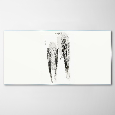 Glasbild Zwei Vögel auf weißem Hintergrund