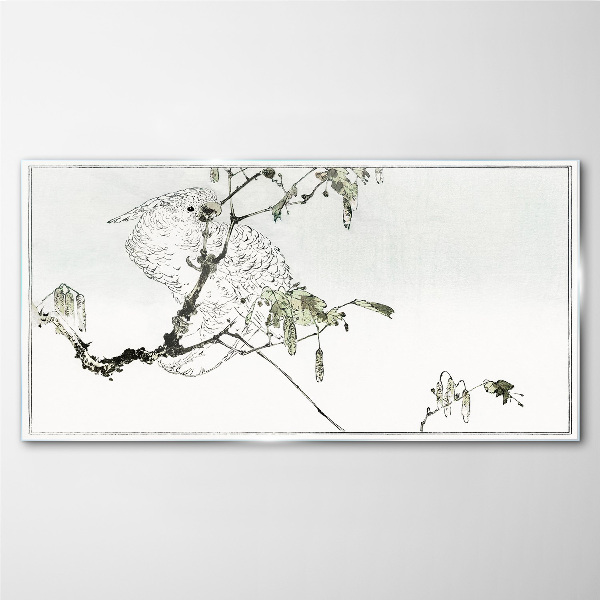 Glasbild Vogel auf einem Ast